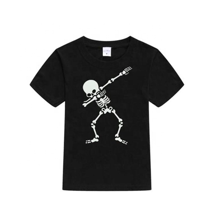 Skull Summer Glow In The Dark Shirts For Men Cotton Luminous Paint T shirt Men Printing