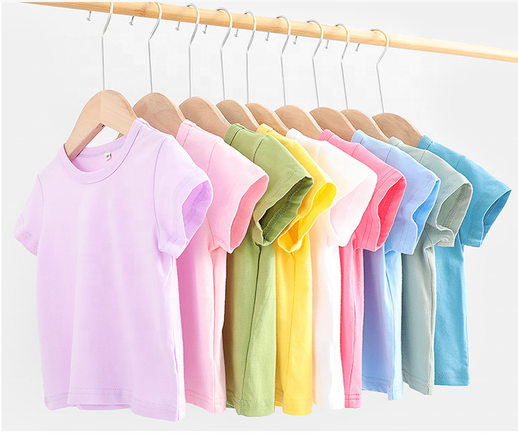 Bulk Sale 2023 Kid's T-shirt 100%Cotton Multi Colors Boy Girl's Super Soft Anti-pilling Baby's Short Sleeve Summer Tee