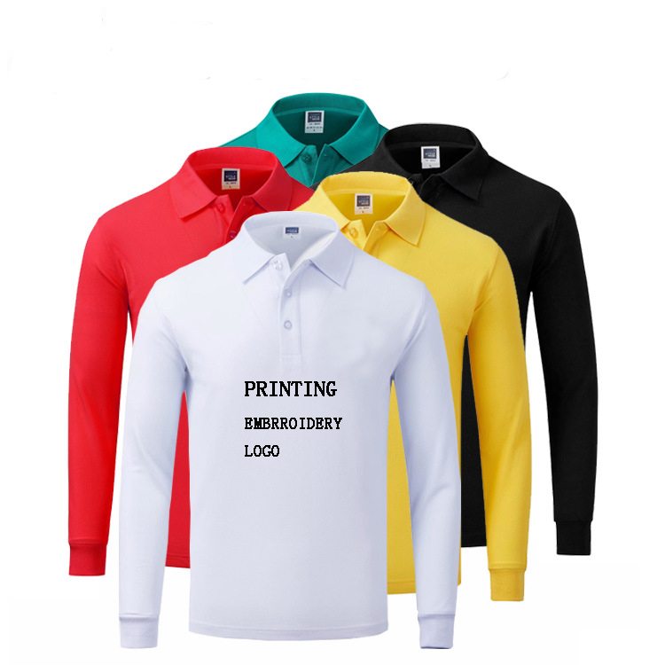 220gsm heavy weight long sleeves polo t shirt men's work wear with printing embroidery logo