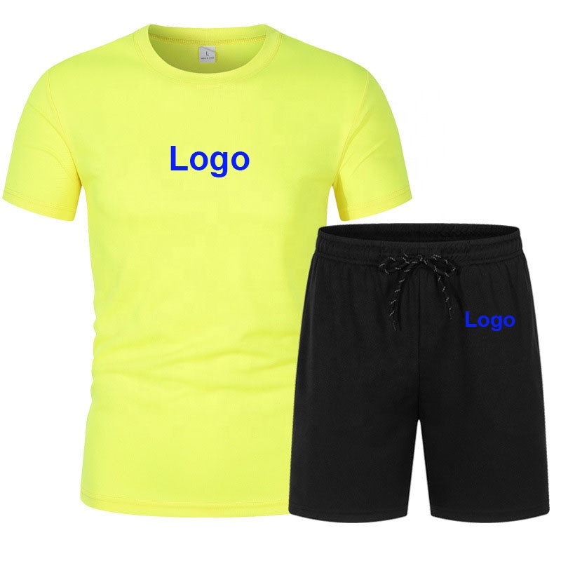 Customize Summer Short Sleeve Men's T-shirts Shorts Set Rayon Cotton Soft Elastane Gym Fitness Jogging Marathon Tracksuits 2022