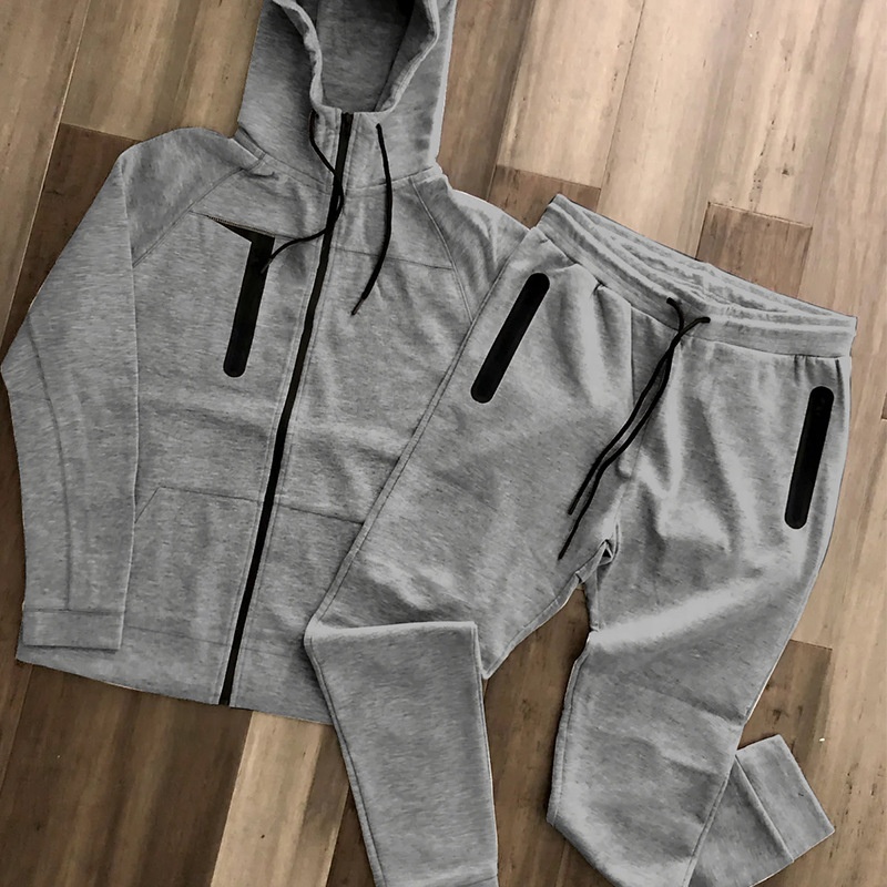 Full zip up sweatshirt set for men winter plain sports tracksuit zipper hoodie & sweatpants custom logo casual jogging suits
