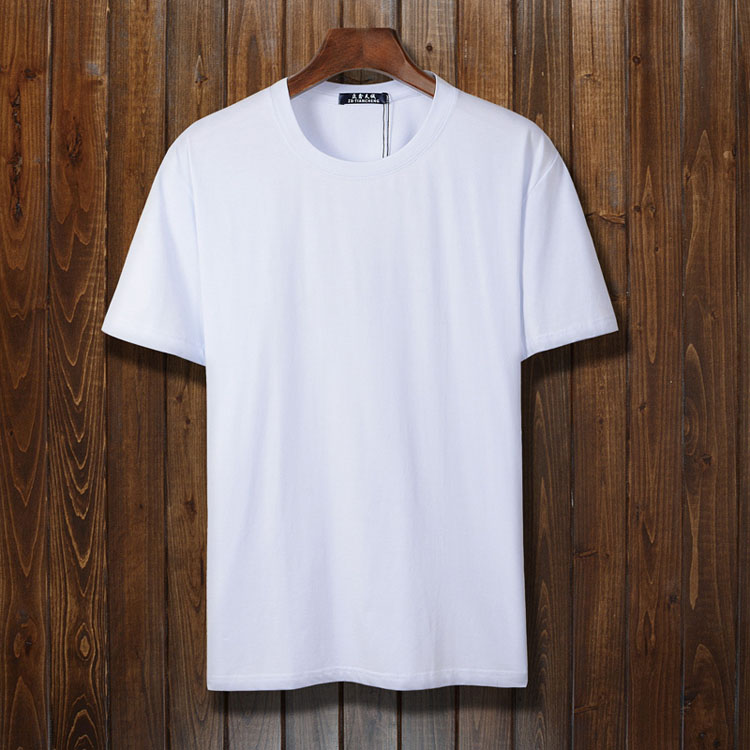 Casual white men plain blank short sleeve crew neck t-shirt in bulk wholesale with custom logo