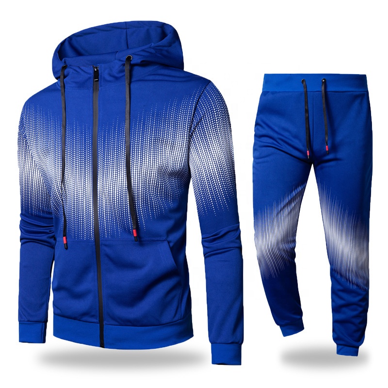 New Trend Hoodies Two Pieces Set Zipper Up Men's Tracksuit Hip Hop Graphic Sports Suit Spring Sweater & Pants Thin Fitness Suit