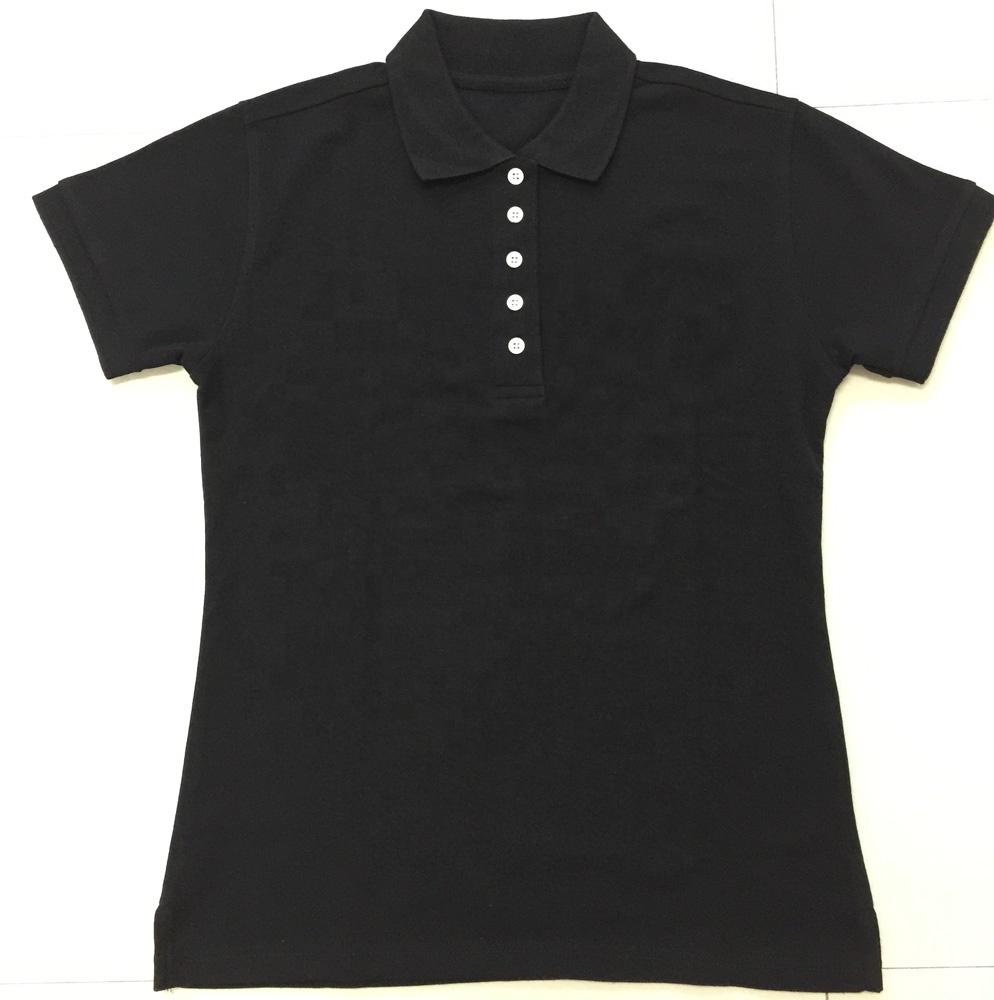 women's short-sleeved polo shirts 100% cotton mesh pique black embroidered printed golf collar t shirt custom logo