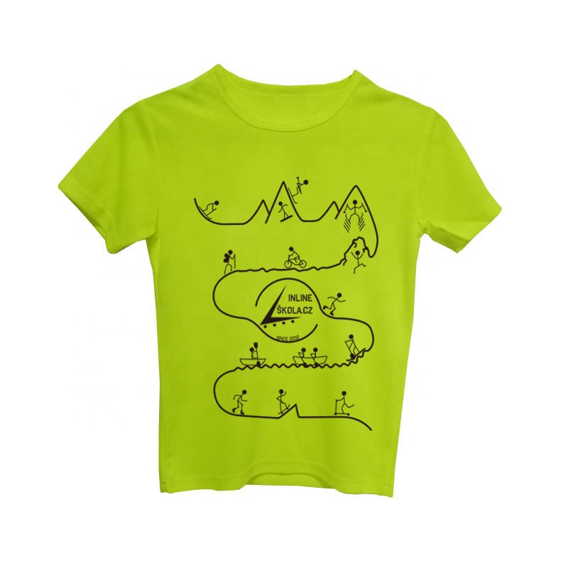 Promotion neon green kids t shirt quick dry outdoor sports running short sleeve tee in 3 4 5 6 7 8 9 10 11 12 years old