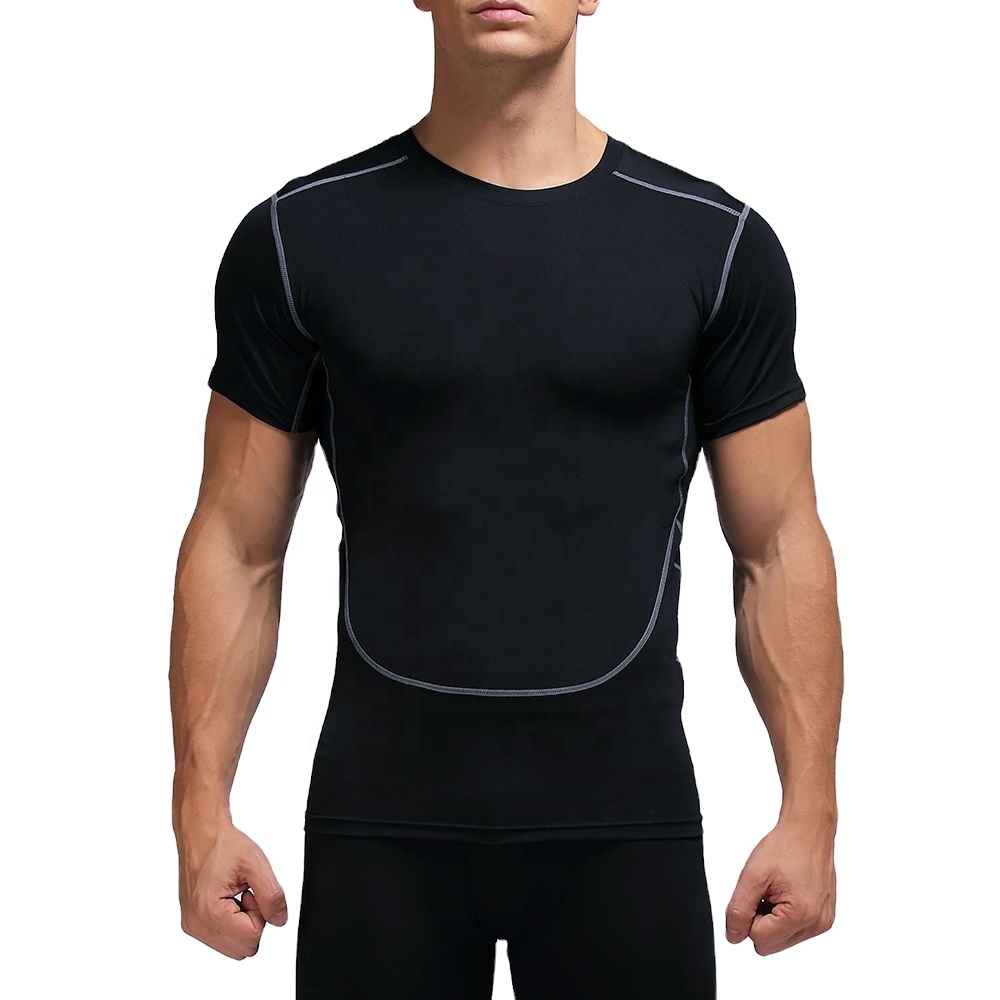 Promotion Men's Sport Tops Short Sleeve Gym Slim Fit Men's Sport wear T-shirt High Stretch Sport Tops in Bulk Sale