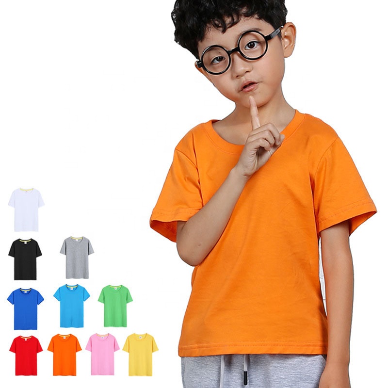 Bulk Sale Boys Girls T-shirt & Polo Shirts Custom Silk Screen Printed Heat Transfer Kid's Cartoon Graphic O Neck Cotton Tee