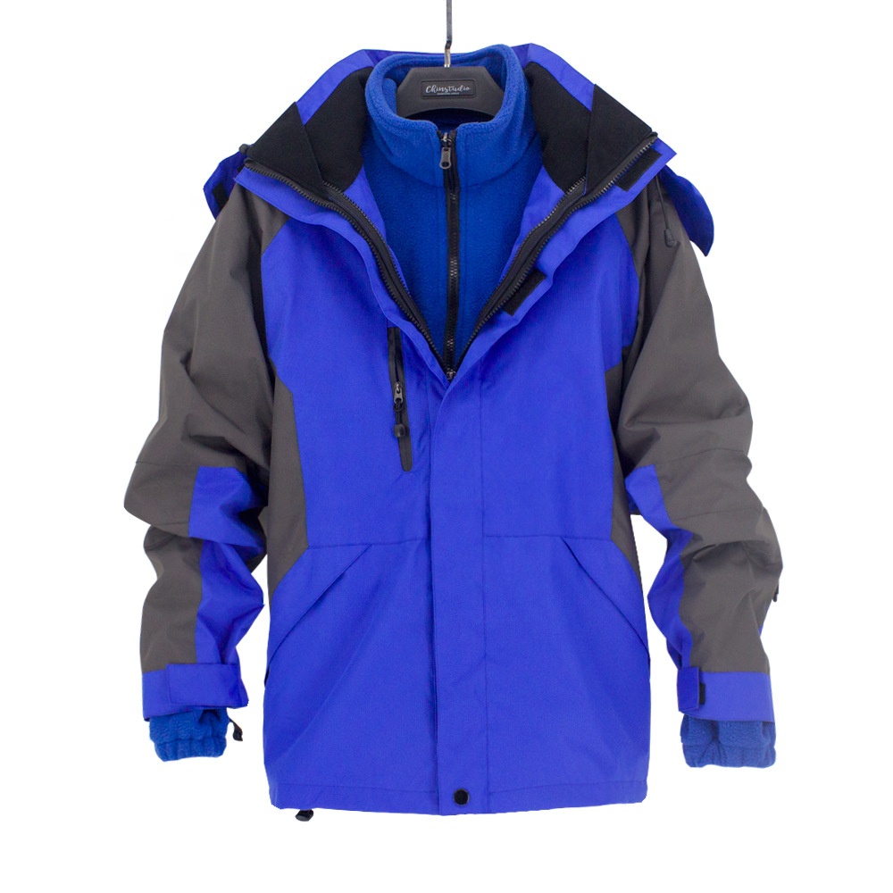 Wholesale Men's Three-in-one Jacket Inner Fleece Thick Detachable Outdoor 2 Piece Sets Waterproof Double Deck Coat In Winter