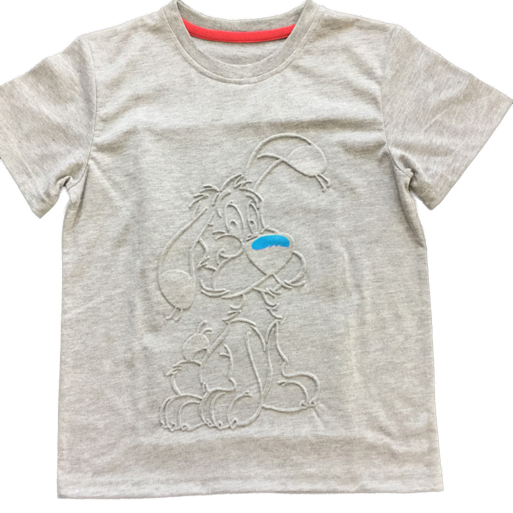 Custom 60%cotton 40%polyester kids embossed printing t shirt for children