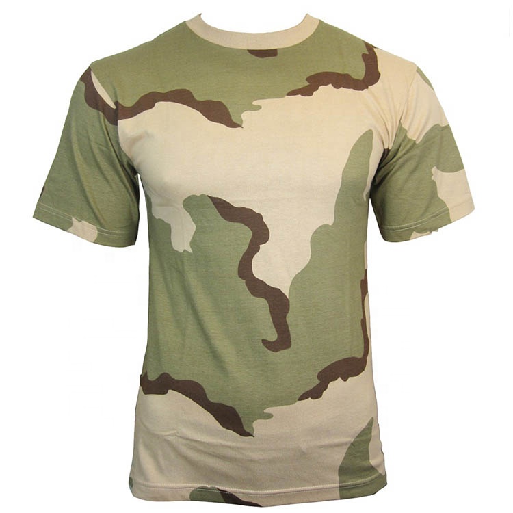 Factory wholesale cheap short sleeve 100% polyester woodland t-shirt custom camo promotion camouflage t shirt