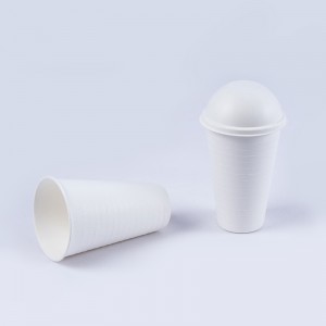 80mm bagasse disposable dome lid with straw hole