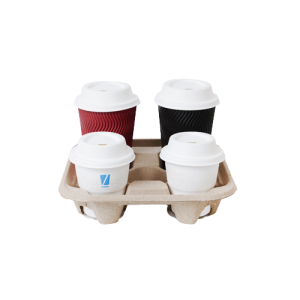 Home compostable 2 & 4 cups holder for coffee cups