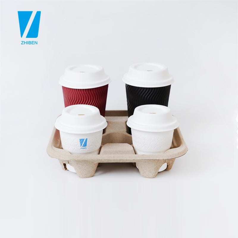 100% Original Bagasse Tableware - Home compostable 2 & 4 cups holder for coffee cups – Zhiben