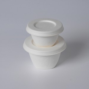 2oz Bagasse Sauce Cup with Lid Set for Dressing Food Ketchup Salad Sauce