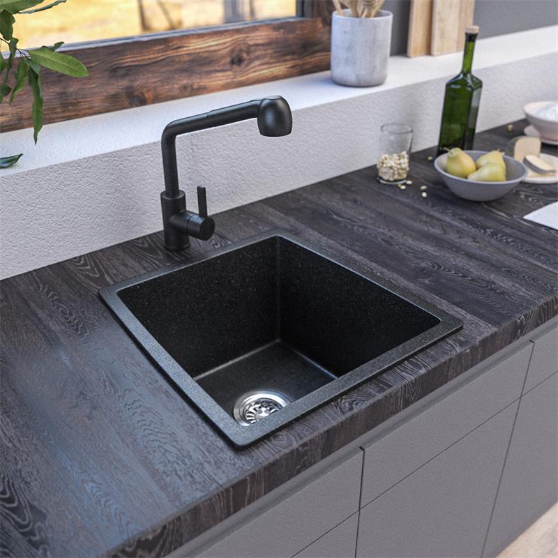Single Bowl Low-maintenance Surface Quartz Stone Kitchen Sink Composite Granite Sink