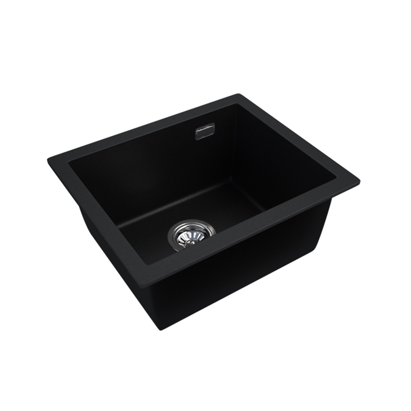 Drop-in Single Bowl Black Granite Quartz Kitchen Sink
