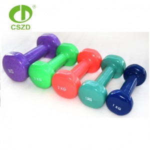 Colorful Hexagonal Cast Iron Hex Vinyl Dipping Dumbbell