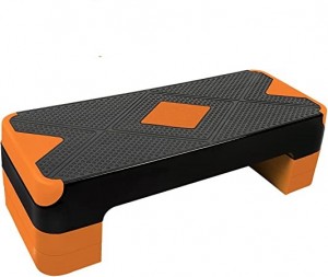 BLACK-ORANGE Adjustable Workout Aerobic Stepper, Aerobic Exercise Step Platform with 4 Risers, Exercise Step Deck for Fitness, 3 Levels Adjust 4″ – 6″ – 8″ Height, 26.77″ Trainer Stepper with Non-Slip Surface Home Gym & Extra Risers Options
