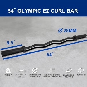 54″ OLYMPIC EZ CURL BAR BLACK