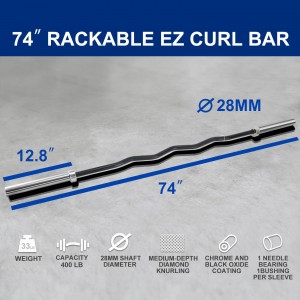 74” RACKABLE OLYMPIC EZ CURL BAR BLACK