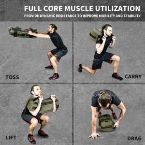 Sandbag for Heavy Duty Workout Cross Training 7 Multi-positional Handles, Camo