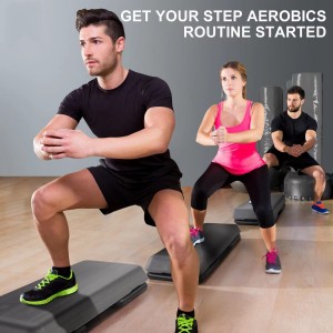 Aerobic Stepper 43” platform With 4 Risers Health Club Size Step Exercise GRAY