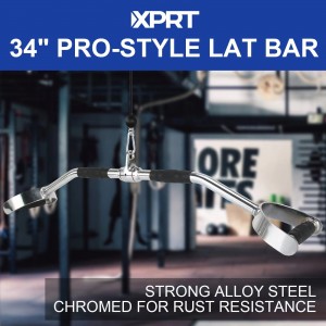34” PRO LAT NEUTRAL GRIP PULLDOWN ATTACHMENT OVERHAND GRIP BAR WITH TEXTURED RUBBER HANDLES FOR BACK MUSCLE STRENGTH