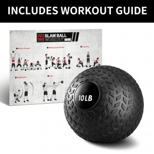 20 lb Slam Ball For Fitness Exercise Strength Conditioning CrossFit Cardio, Easy-Grip Textured Heavy Duty Rubber Shell No Bounce