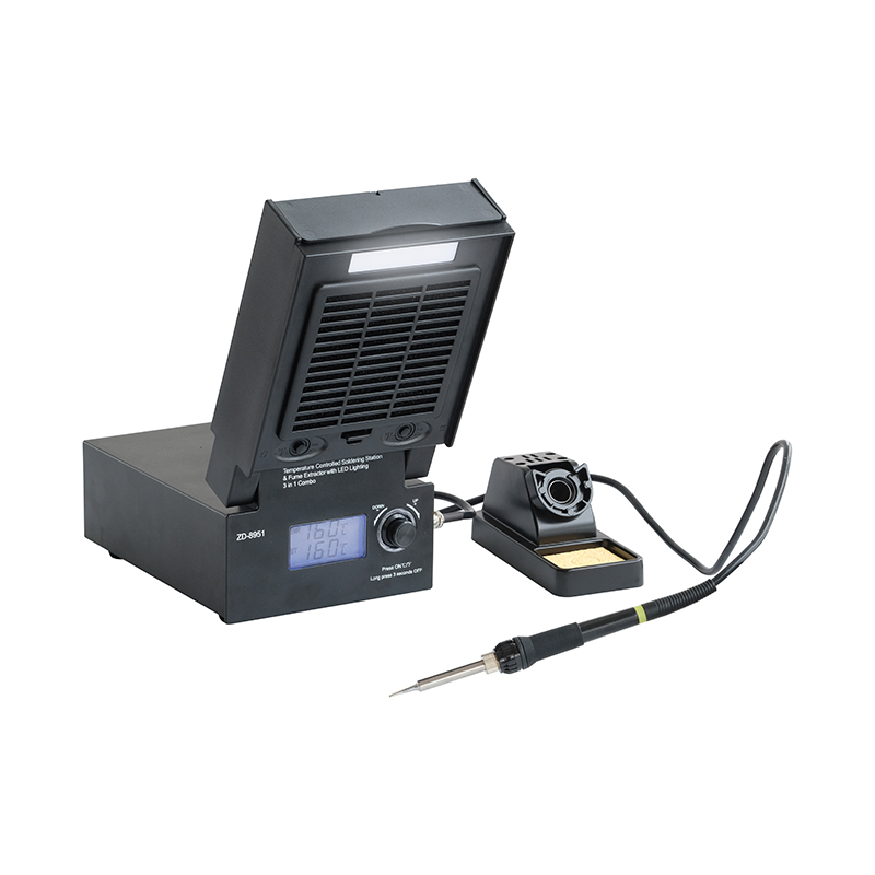 China Supplier Soldering Heating Iron Station - Zhongdi New Arrival Temperature Controlled Soldering Station 3 in 1 Combination, Soldering Iron, Fume Extractor and LED Lighting 60W, Heating Up 130...