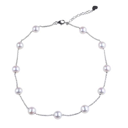 Cheap price Aaa Baroque Pearl Beads - 18 inch Sterling silver pearl necklace, simple pearl necklace, pearl bracelet, silver clasp necklace, pearl chain necklace, silv –  Daking Jewellery