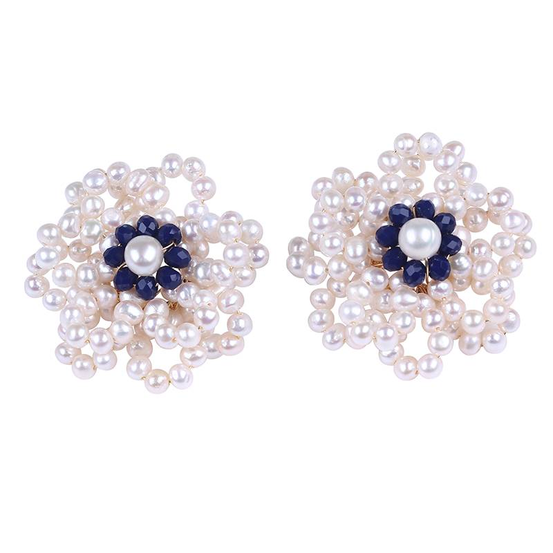 The Cultured Freshwater Pearl Earrings, Pearl Stud Earrings, 925 Pearl Earrings, Flower Earrings, Wedding Earrings