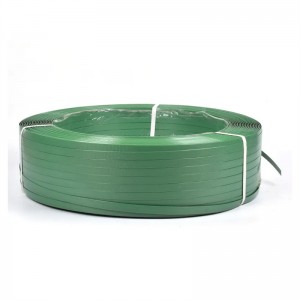 Groene polyester bandrol, zware PET-plastic verpakkingsband met reliëf