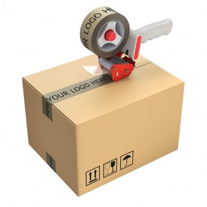 მორგებული დაბეჭდილი ფირის Roll Box შეფუთვა მიწოდება Bopp ლენტი ლოგოთი