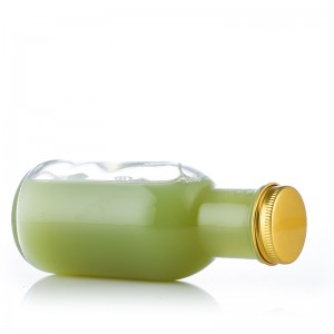 Transparent Long Neck Glass Juice Bottle Custom Gold Cap