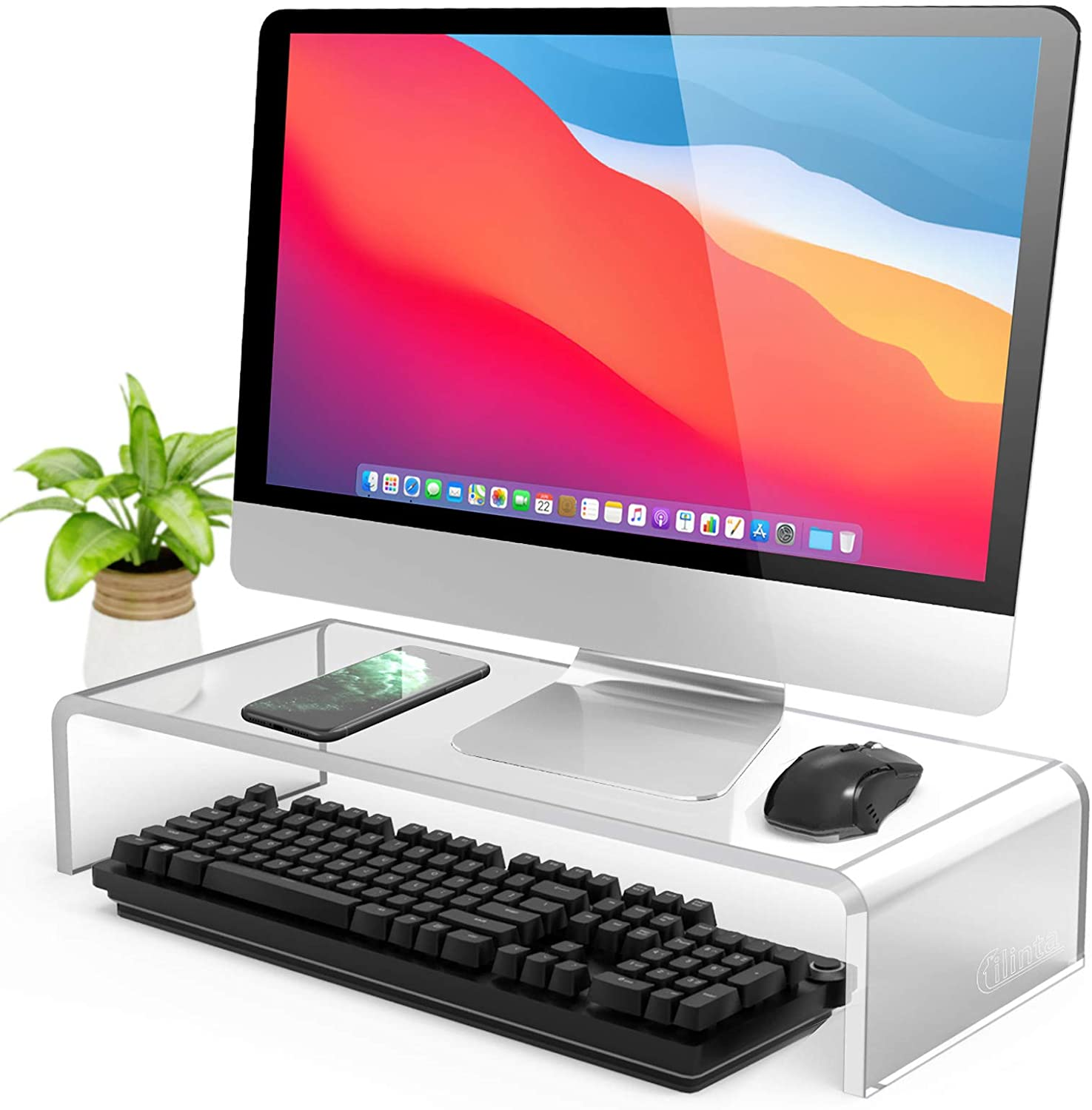 Acrylic Monitor Riser Office Computer Stand1