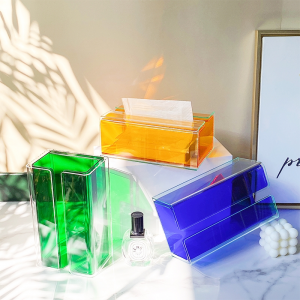 Colorful rectangular acrylic tissue holder