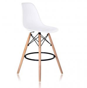 Hot Selling PP Seat Dining Chaise Bar Chair With Beech Wooden Legs Plastic Bar Stool In France