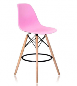 Hot Selling PP Seat Dining Chaise Bar Chair With Beech Wooden Legs Plastic Bar Stool In France