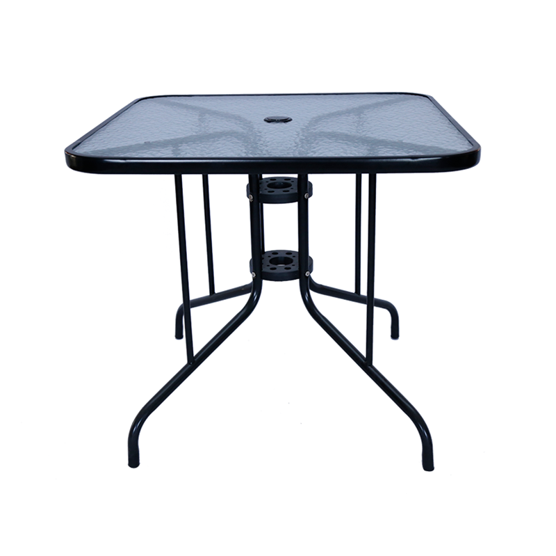 PriceList for School Chair - Hot Tempered glass square table outdoor modern leisure coffee table [black and white with holes] [water ripple glass] – Zifeng