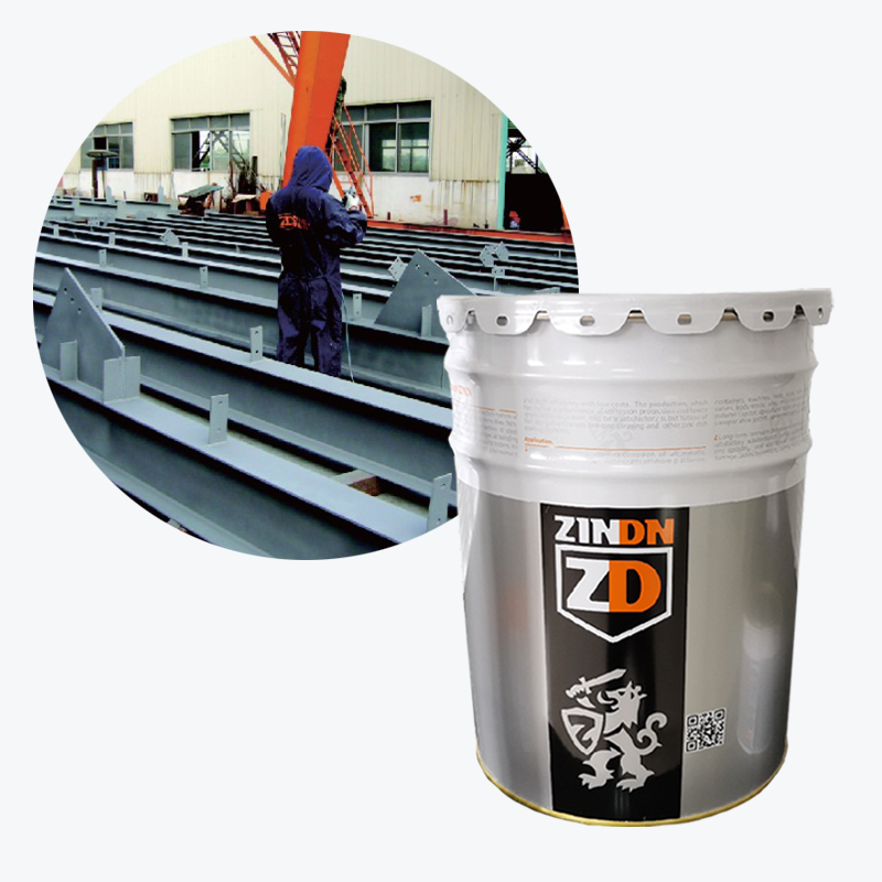 A two component, high solids, zinc phosphate epoxy primer and building coat