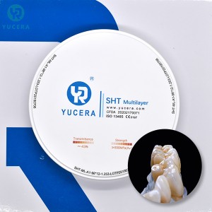 YUCERA dental materials and equipment manufacturer pre-shade multilayer zirconia