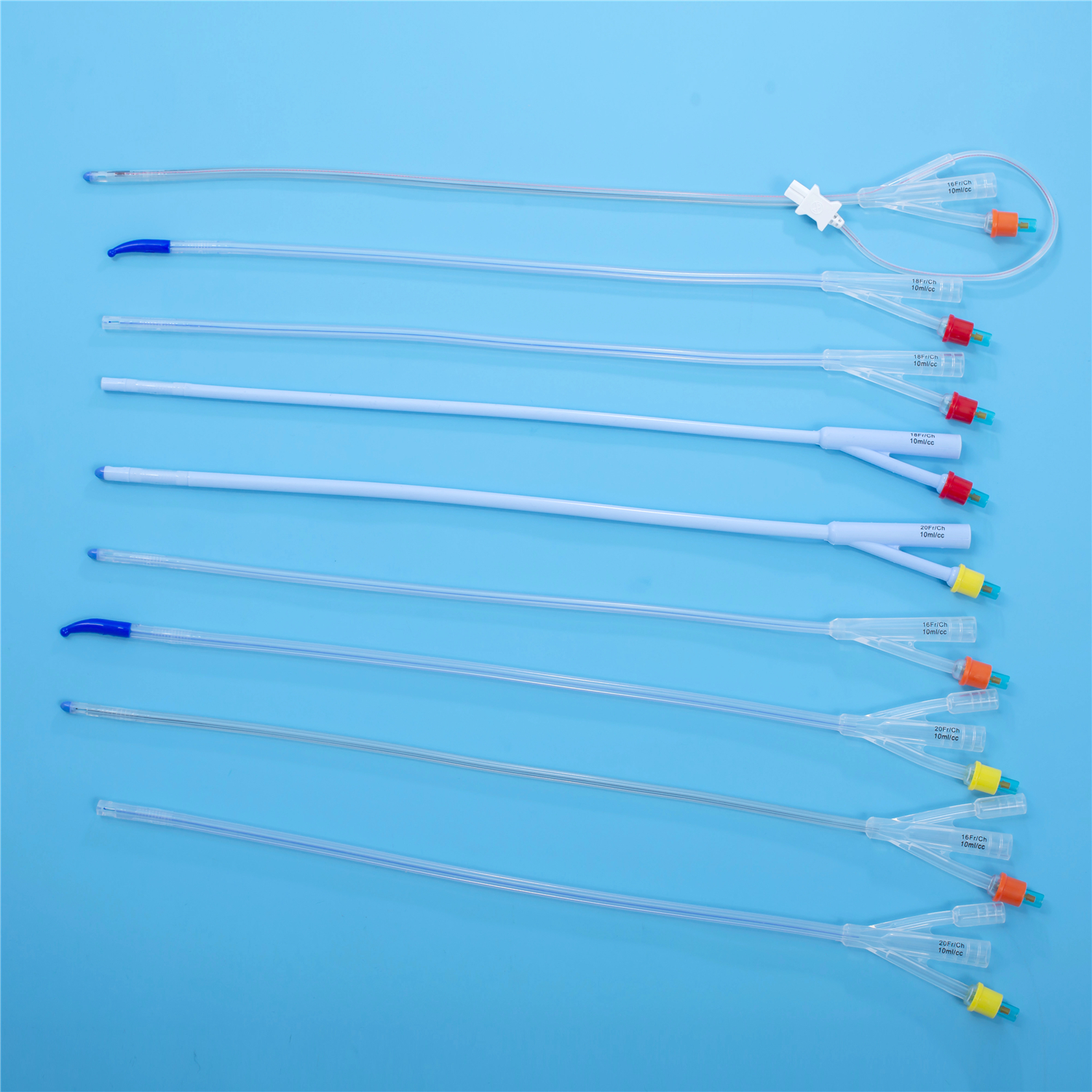 Integrated Flat Balloon Silicone Urinary Catheter with Round Tip, Tiemann Tip, Open Tip, 2 Way, 3 Way Uretheral or Suprapubic Use Integral Flat China Factory