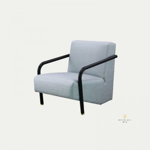 Luxury Black Painted Armchair ine Blue Textured Fabric
