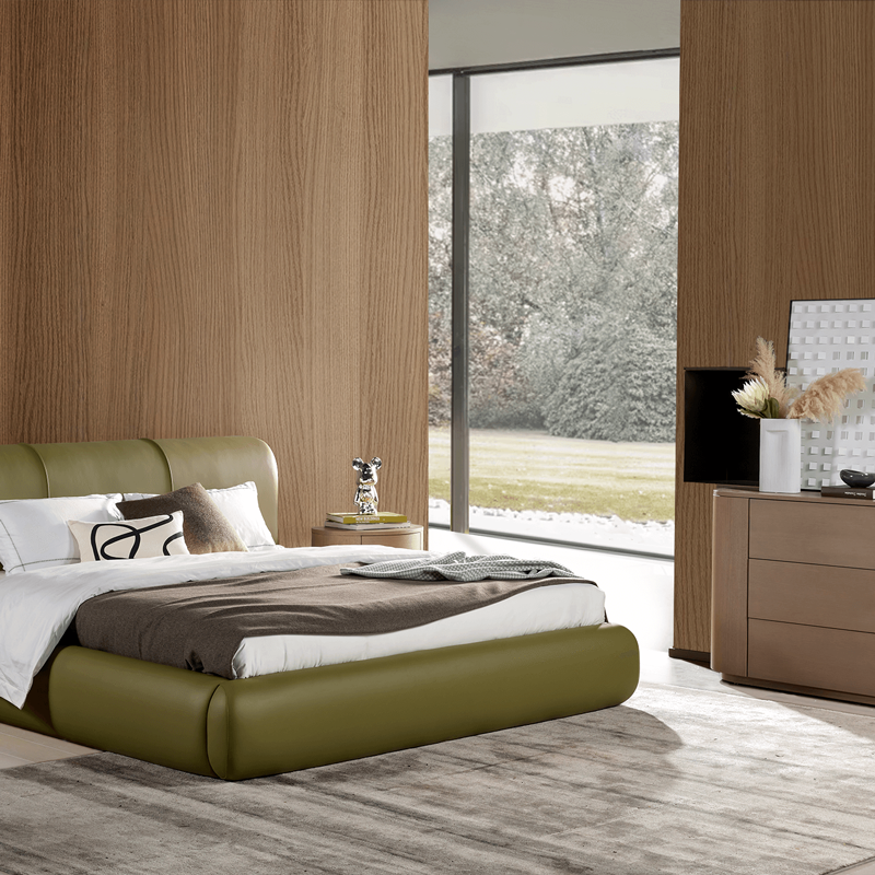 Fully upholstered bed  Minimalist bedroom set