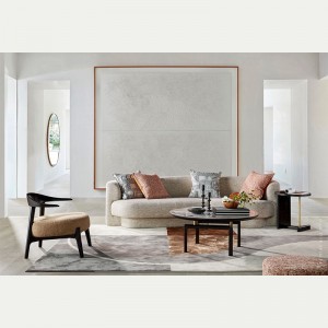 Komplet divanesh prej pëlhure të dhomës së ndenjes në stil modern dhe neutral