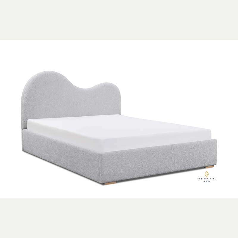 Hot Sales Modern Upholstered Bed in Cloud Shape Headboard