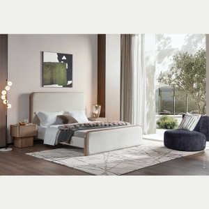 Hot Sales Modern Upholstered Bed in Cloud Shape Headboard