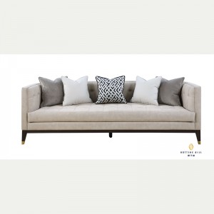 Modern Design Upholstery Living Room Sofa Set with Wooden Armrest