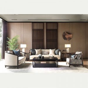 Neo Chinese Style Living Room Wooden Sofa Set