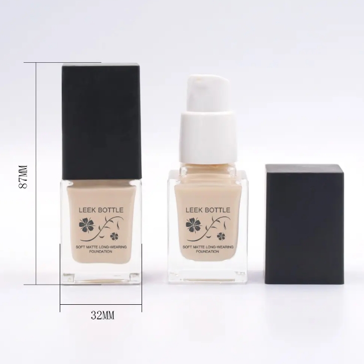 Mini Gréisst 15ml Rechteck geformt Foundation Glas Fläsch: Eng bequem an elegant Verpackungsléisung fir Liquid Kosmetik